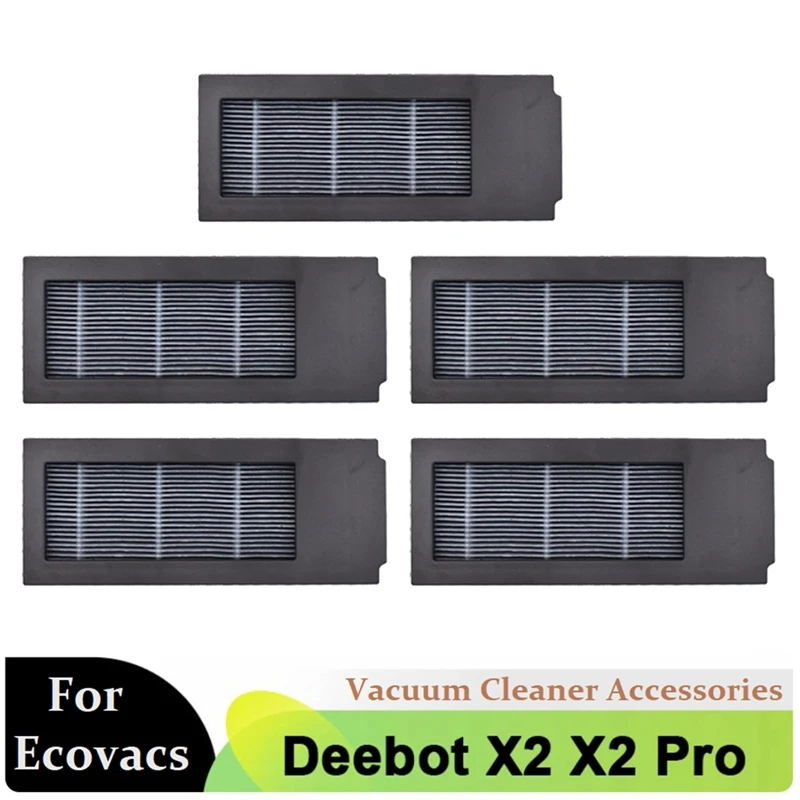 5 Töö Hepa Filter Must Plastikust Ecovacs Deebot X2 Omni / X2 Pro / X2 Robot Tolmuimeja Tarvikud0