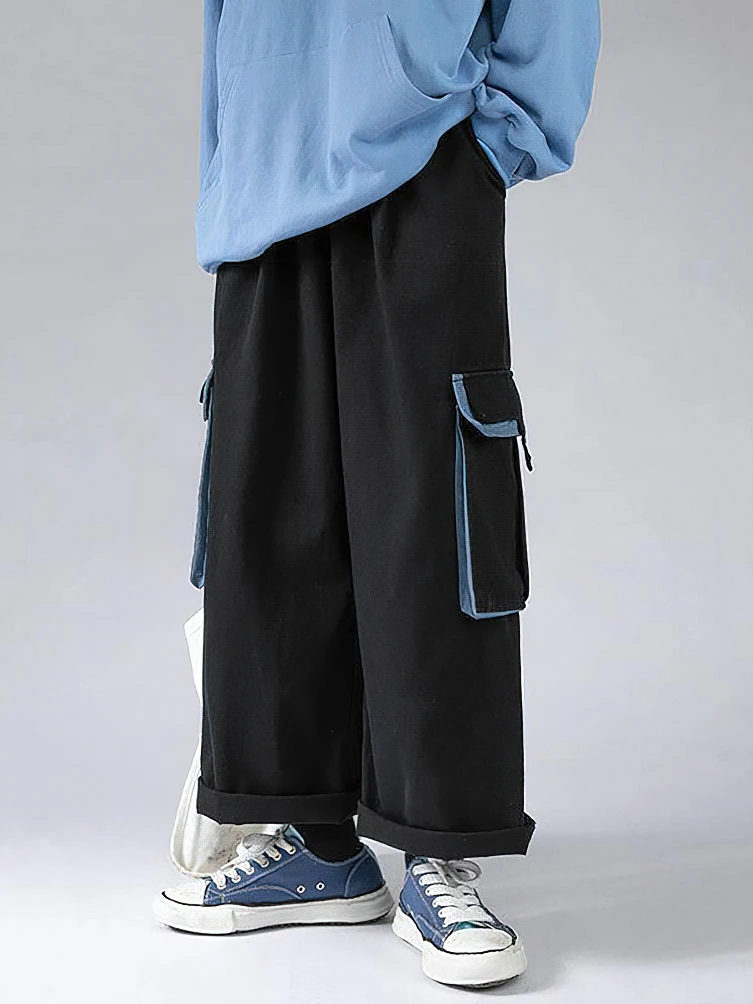 Jaapani Suur Tasku Lai Lg Kottis Sirge Cargo Püksid korea Vabaaja Pahkluu pikkus Pikad Püksid Streetwear Puuvill Techwear Uus0
