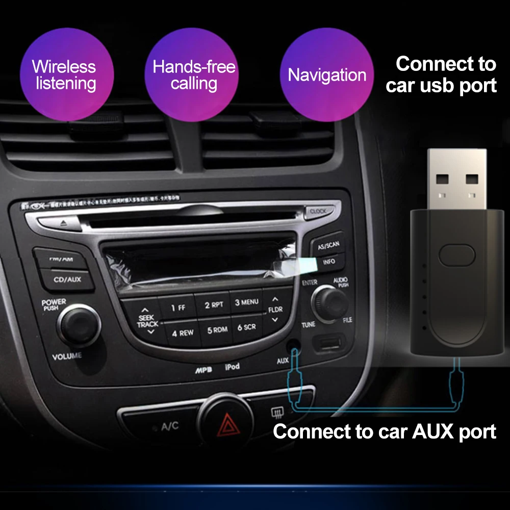 BT5.1 Audio Adapter Vastuvõtja Traadita Audio Vastuvõtja ja Saatja, Bluetooth 5.1 USB Traadita Kõneleja Auto-Vabad Kõne1
