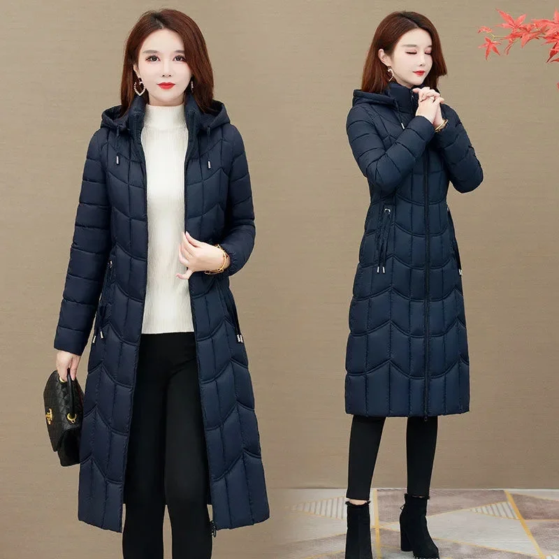 Talve Jope Naistele X-pikk Paksenema Alla Mantel Kapuutsiga Sirge Elegantne Ülerõivad 2023 korea Fashion Uued Naiste Parkad1