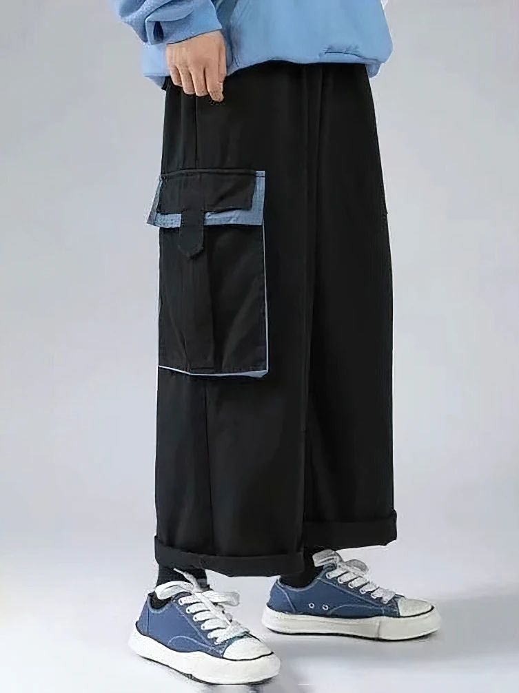Jaapani Suur Tasku Lai Lg Kottis Sirge Cargo Püksid korea Vabaaja Pahkluu pikkus Pikad Püksid Streetwear Puuvill Techwear Uus2