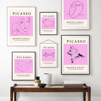 Tuvi Siga Kass Öökull Koer Vintage Picasso Minimalistlik Joon Tüdruk Abstraktse Kunsti Lõuend Plakatid Seina Värvimine Pildid Elutuba Decor