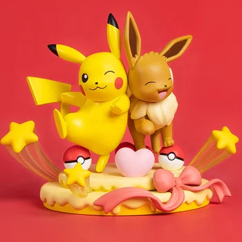 Pokemon Pikachu Eevee Tõeline Action Figures Anime Kogumise Pvc Mudel Pokemon Minna Kujukeste Peace Statue Kids Mänguasi Kingitus Decor