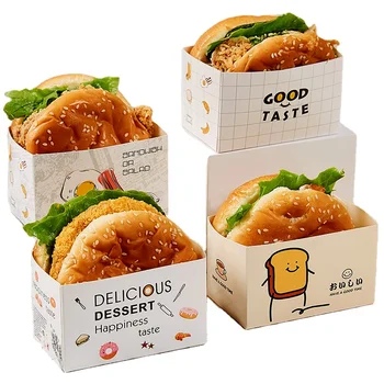 Kohandatud productCustom Logo Trükkimiseks kasutatav toiduainete pakendid papp burger buffee toidu pakendamine makaron box