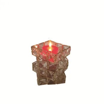 Euroopa geomeetriline küünlajalg romantiline õhtusöök küünlavalgel rauast küünlajalg kaunistamiseks pulmad kodu kaunistamiseks crystal cube cand