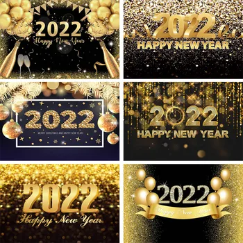 2022 Head Uut Aastat Taustaks Jõulud Ilutulestik Gold Glitter Veini Klaas Šampanjat Fotograafia Taust Photophone Photozone