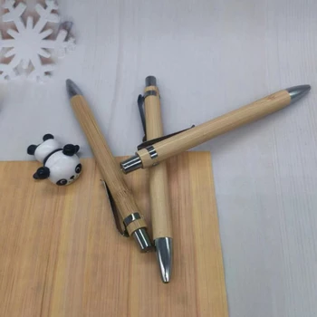 4TK Komplekt Bambusest Puidust Pastapliiats 1,0 mm Kuuli Ots Sinine, Must Tint Allkiri Ball Pen Kooli Wrting Kirjatarvete Шариковая Ручка