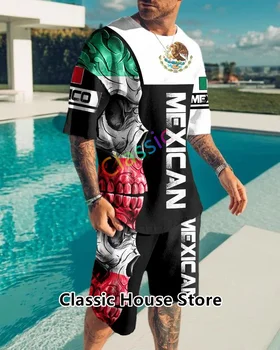 Suvine Meeste Komplektid, Püksid Rõivad Meeste Riided Tshirt Kaks Tööd Mehhiko Eagle Prindi Vabaaja Ülikond Tracksuit Liiga Beach Sportwear