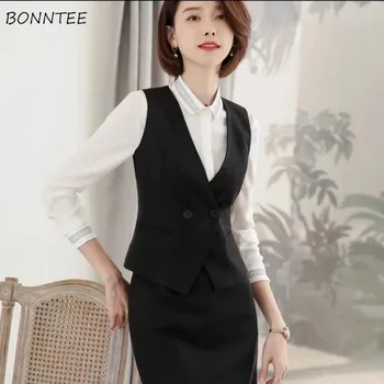 Särgid Naiste Ametlik Mood Tahked V-kaeluse Taskud Populaarne inglise Stiilis Streetwear Lihtne Office Lady Elegantne Vintage Slim Stiilne
