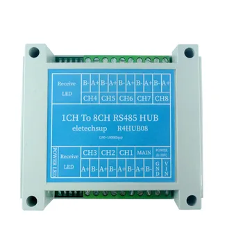 Kaks dc8~30V 8 RS485 Port Hub Repeater Serial Port Signaali Võimendi jaoks PLC PTZ Julgeoleku Järelevalve Toite Näidik