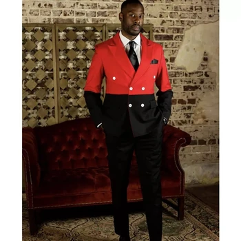 Punane Burgundia Segast 2 Töö Meeste Ülikonnad, Slim Fit Topelt Karavan Custom Made Kõnniteed Pulmad Peigmehe Pintsak Jakk+Pant