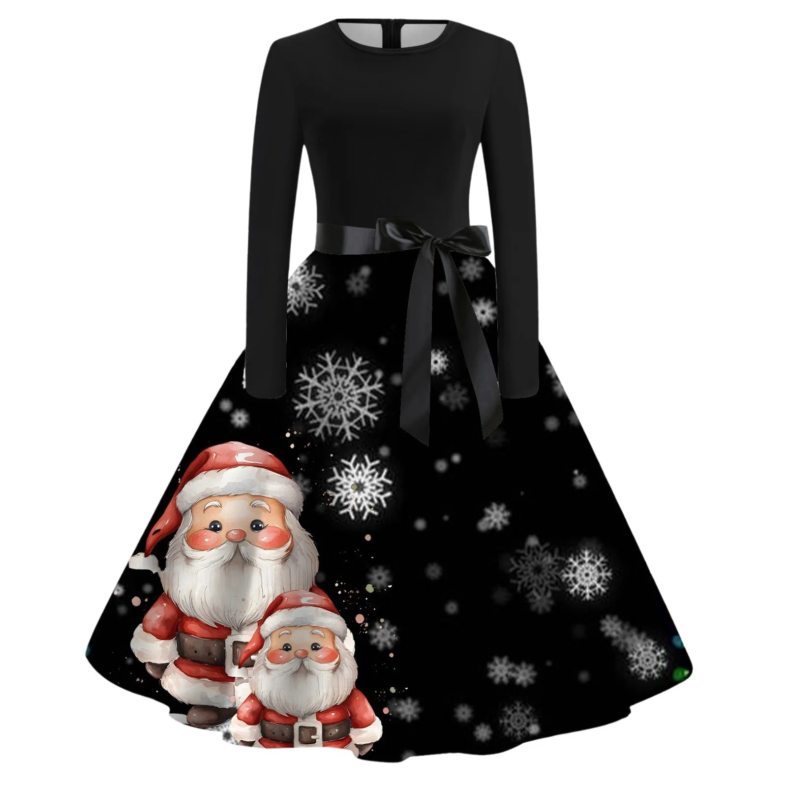 Xmas Sügisel Jõulud Kleit Naiste Vintage Elegantne jõulupidu Pikad Varrukad Mood õhtukleidid Naine vestidos para mujer4