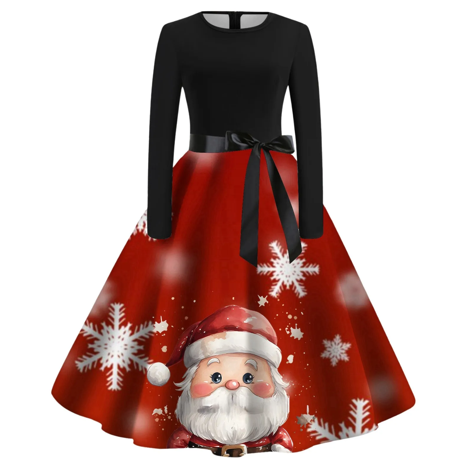 Xmas Sügisel Jõulud Kleit Naiste Vintage Elegantne jõulupidu Pikad Varrukad Mood õhtukleidid Naine vestidos para mujer5