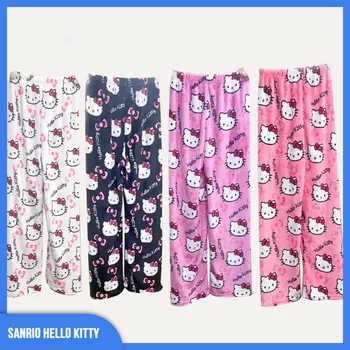 Sanrio Hello Kitty Pidžaama Püksid Püksid Naiste Armas Halloween Pehme Lapp Kodu Sügisel Talvel Hoida Soojas Vaba Tüdruk Kingitused