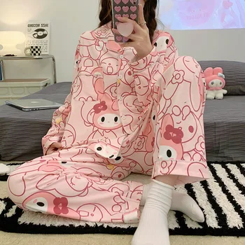 Sanrio Uus Sleepwear Naiste Sügis Cinnamoroll Minu Meloodia Pooh Karu Pikk Varrukas Kampsun, Cartoon Armas Homeloose Mööbli Komplekt