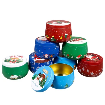 Christmas Candy Tina Tühi Küünal Purgid Xmas Gift Box Jõulud Küünal Tühi Konservikarp Jõulud Küpsise Konservikarp Koos Katetega