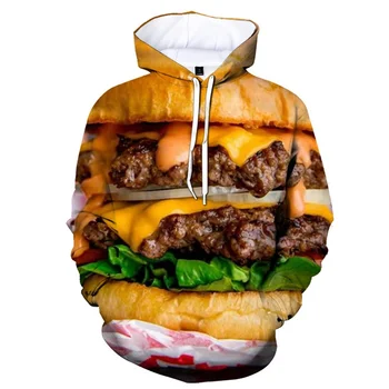 Uus 3D Print Ramen Toit Hamburger Hupparit Meeste Taco Friikartulid Kapuutsiga Dressipluus Vabaaja Pikkade Varrukatega Lahti Pulloverid